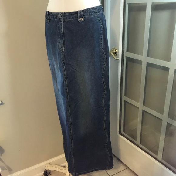 Vintage Dresses & Skirts - Vintage S.Oliver maxi denim distressed skirt